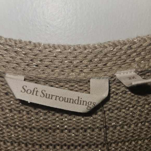 NWT -Soft Surroundings- Cozy Tan Knit Sweater Cardigan - Picture 3 of 9